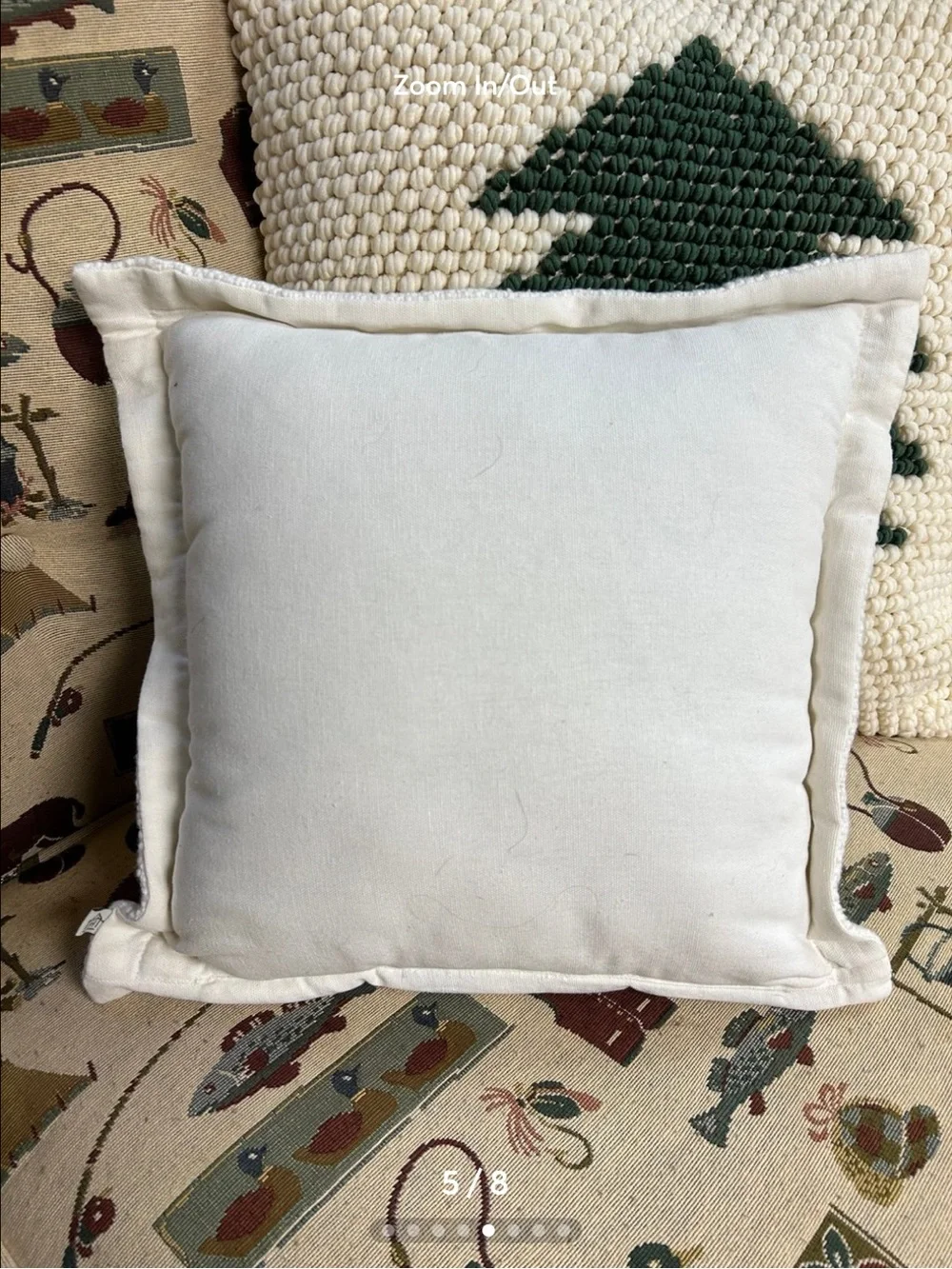 Hearth & Hand Cream Throw Pillow Pair with Green Embroidered Pine Trees